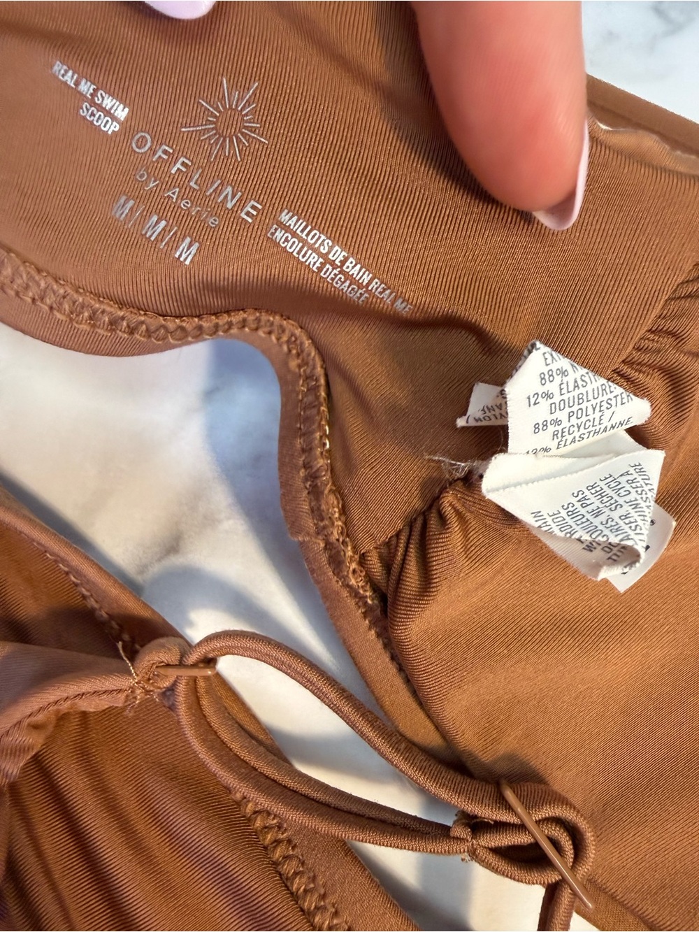 Aerie (XS) Tan 'Real Me Swim' Scoop Neck Padded Bikini Top - Picture 2 of 4
